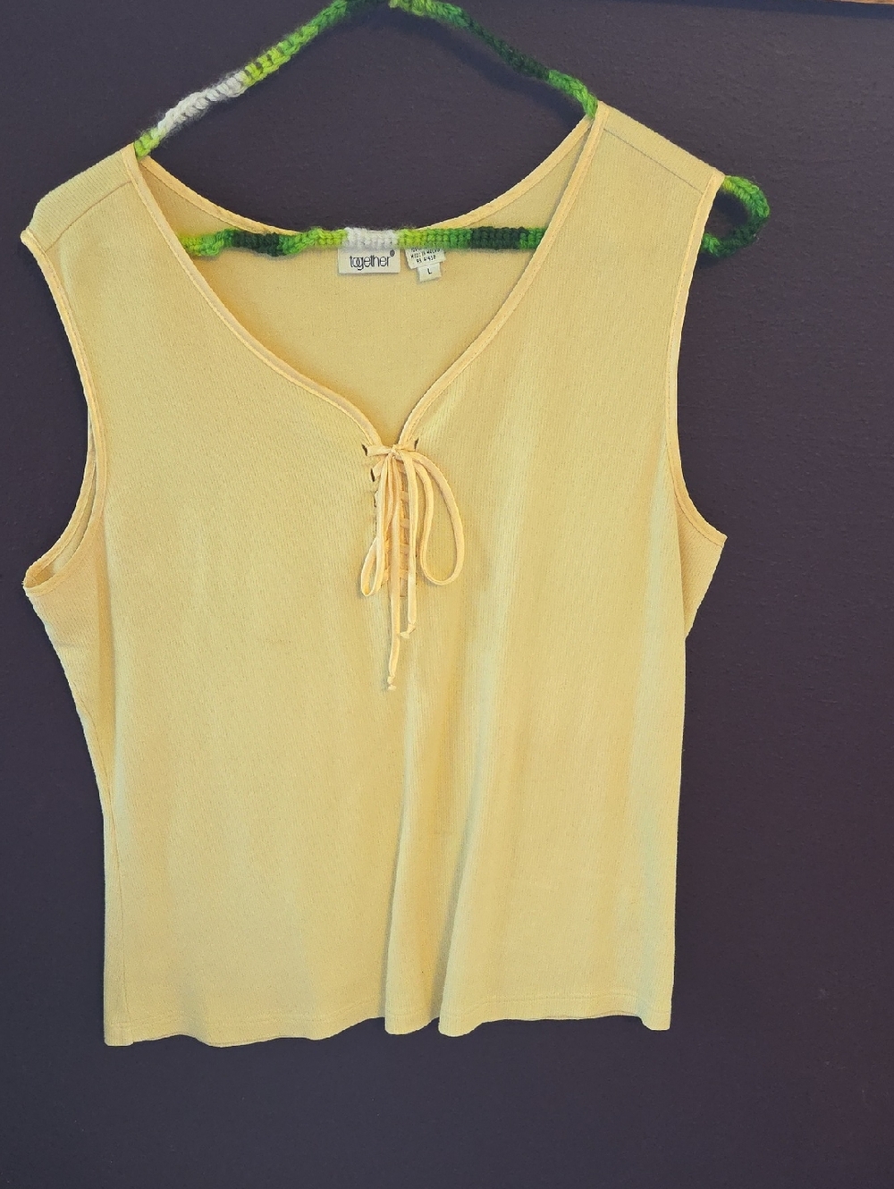 Together Light Yellow Tie-Front Sleeveless Tank